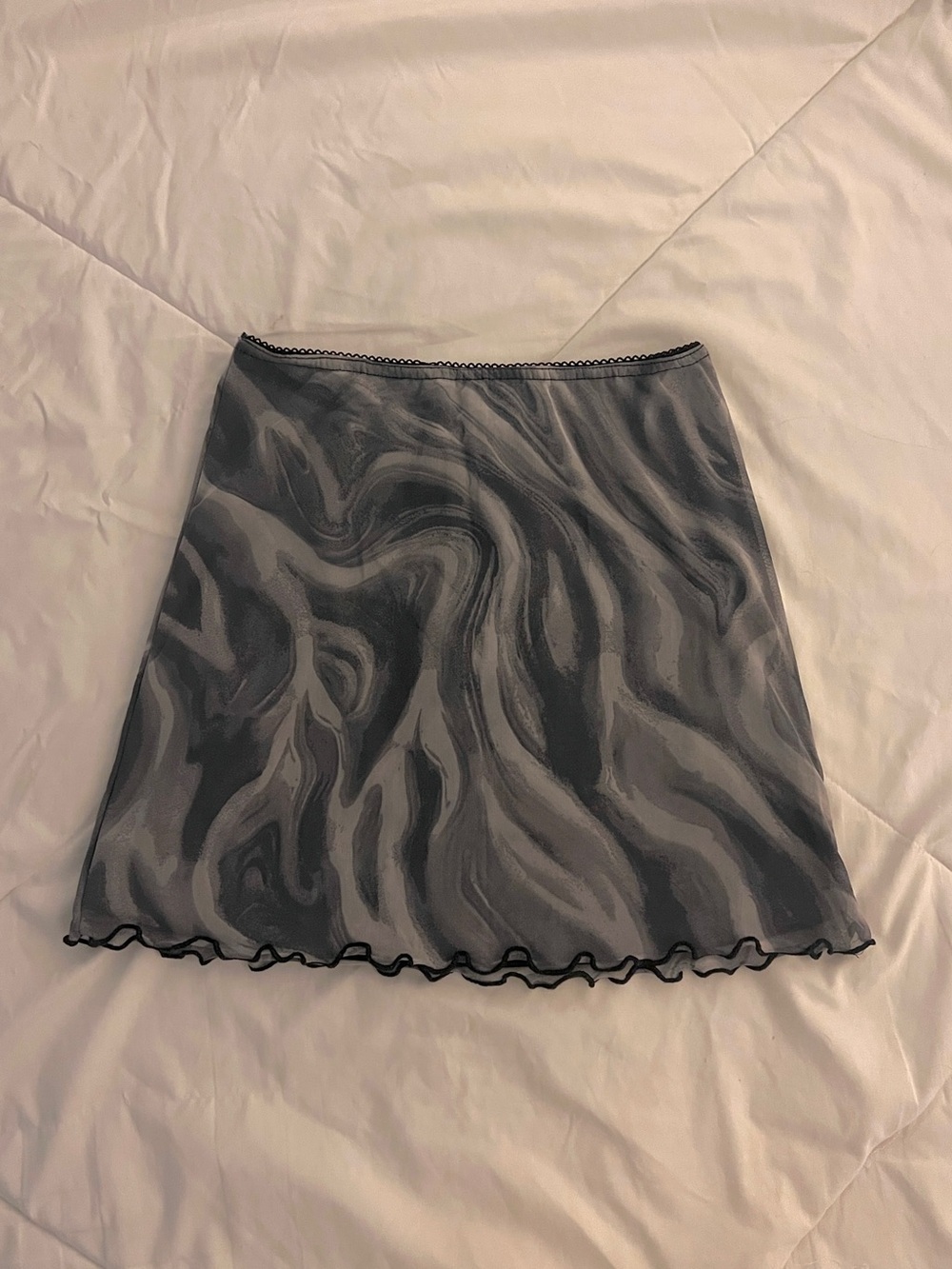 Urban Outfitters Gray Marble-Print Mini Skirt